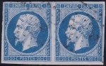 n°14A en paire, le timbre de droite avec grosse tâche blanche n°14A en paire, le timbre de droite avec grosse tâche blanche