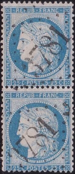 n°60B 062G4 072G4, paire verticale avec le tête-bêche retourné n°60B 062G4 072G4, paire verticale avec le tête-bêche retourné
