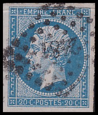  Napoléon dentelé Yvert N° 14 ,  PANNEAU D2 POSITION 67 - zéro, sans varieté - N° 1 - 