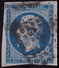  Napoléon dentelé Yvert N° 14 ,  PANNEAU D2 POSITION 71 - cette position est un zéro, c'est à dire sans variété - N° 1 - 