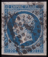  Napoléon dentelé Yvert N° 14 ,  PANNEAU D2 POSITION 72 - 2ème état - N° 2 - 