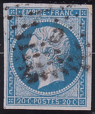  Napoléon dentelé Yvert N° 14 ,  PANNEAU D2 POSITION 74 - 2ème état - N° 2 - 