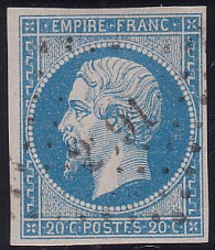  Napoléon dentelé Yvert N° 14 ,  PANNEAU D2 POSITION 74 - 4ème état plus tardif - N° 5 - 