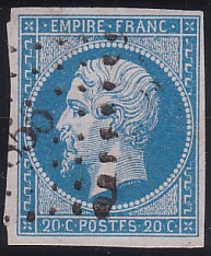  Napoléon dentelé Yvert N° 14 ,  PANNEAU D2 POSITION 74 - 5ème état - N° 8 - 