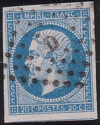  Napoléon dentelé Yvert N° 14 ,  PANNEAU D2 POSITION 74 - 5ème état plus tardif - N° 9 - 