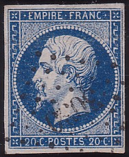  Napoléon dentelé Yvert N° 14 ,  PANNEAU D2 POSITION 75 - 1er état plus tardif - N° 2 - 
