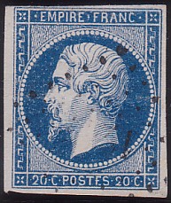  Napoléon dentelé Yvert N° 14 ,  PANNEAU D2 POSITION 75 - 2ème état plus tardif - N° 4 - 