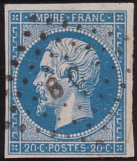  Napoléon dentelé Yvert N° 14 ,  PANNEAU D2 POSITION 75 - 2ème état encore plus tardif - N° 5 - 