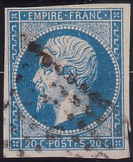  Napoléon dentelé Yvert N° 14 ,  PANNEAU D2 POSITION 75 - 3ème état - N° 7 - 