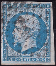  Napoléon dentelé Yvert N° 14 ,  PANNEAU D2 POSITION 76 - 3ème état plus tardif - N° 4 - 