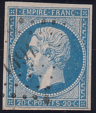  Napoléon dentelé Yvert N° 14 ,  PANNEAU D2 POSITION 76 - 4ème état - N° 5 - 