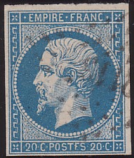  Napoléon dentelé Yvert N° 14 ,  PANNEAU D2 POSITION 77 - 5ème état plus tardif - N° 8 - 