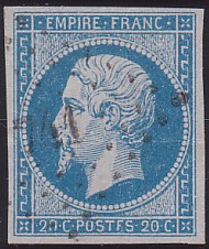  Napoléon dentelé Yvert N° 14 ,  PANNEAU D2 POSITION 78 - 3ème état plus tardif - N° 4 - 