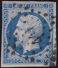  Napoléon dentelé Yvert N° 14 ,  PANNEAU D2 POSITION 79 - 2ème état - N° 2 - 