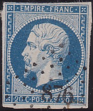  Napoléon dentelé Yvert N° 14 ,  PANNEAU D2 POSITION 79 - 3ème état plus tardif - N° 4 - 