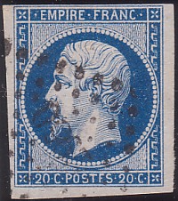 Napoléon dentelé Yvert N° 14 ,  PANNEAU D2 POSITION 79 - 3ème état beaucoup plus tardif - N° 6 - 