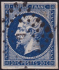  Napoléon dentelé Yvert N° 14 ,  PANNEAU D2 POSITION 79 - 3ème état vraiment encore plus tardif - N° 8 - 
