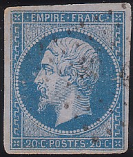  Napoléon dentelé Yvert N° 14 ,  PANNEAU D2 POSITION 79 - 3ème état encore vraiment encore plus tardif - N° 9 - 