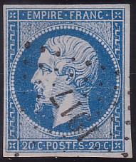  Napoléon dentelé Yvert N° 14 ,  PANNEAU D2 POSITION 79 - 4ème état plus tardif - N° 11 - 