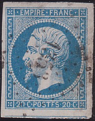  Napoléon dentelé Yvert N° 14 ,  PANNEAU D2 POSITION 80 - 3ème état - N° 3 - 