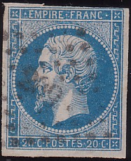  Napoléon dentelé Yvert N° 14 ,  PANNEAU D2 POSITION 80 - 3ème état plus tardif - N° 4 - 