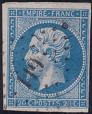  Napoléon dentelé Yvert N° 14 ,  PANNEAU D2 POSITION 80 - 4ème état plus tardif - N° 6 - 