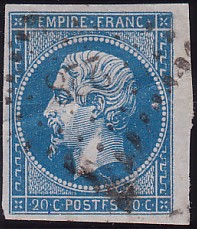  Napoléon dentelé Yvert N° 14 ,  PANNEAU D2 POSITION 80 - 5ème état - N° 7 - 