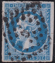  Napoléon dentelé Yvert N° 14 ,  PANNEAU D2 POSITION 80 - 5ème état encore plus tardif - N° 9 - 