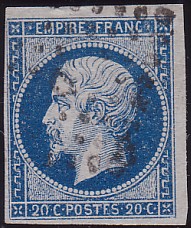  Napoléon dentelé Yvert N° 14 ,  PANNEAU D2 POSITION 81 - 2ème état - N° 3 - 