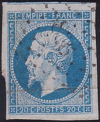  Napoléon dentelé Yvert N° 14 ,  PANNEAU D2 POSITION 81 - 4ème état plus tardif - N° 6 - 