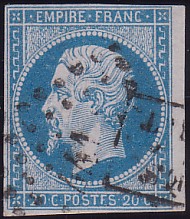  Napoléon dentelé Yvert N° 14 ,  PANNEAU D2 POSITION 82 - 3ème état plus tardif - N° 9 - 