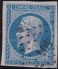  Napoléon dentelé Yvert N° 14 ,  PANNEAU D2 POSITION 82 - 4ème état plus tardif - N° 11 - 