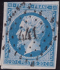  Napoléon dentelé Yvert N° 14 ,  PANNEAU D2 POSITION 83 -  - N° 7 - 