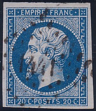 Napoléon dentelé Yvert N° 14 ,  PANNEAU D2 POSITION 83 -  - N° 9 - 