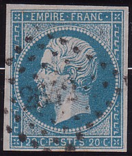  Napoléon dentelé Yvert N° 14 ,  PANNEAU D2 POSITION 83 -  - N° 11 - 