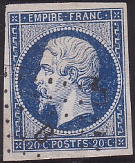  Napoléon dentelé Yvert N° 14 ,  PANNEAU D2 POSITION 84 - 1er état encore plus tardif - N° 3 - 