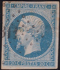  Napoléon dentelé Yvert N° 14 ,  PANNEAU D2 POSITION 84 - 3ème état plus tardif - N° 8 - 
