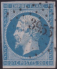  Napoléon dentelé Yvert N° 14 ,  PANNEAU D2 POSITION 85 - 6ème état plus tardif - N° 7 - 