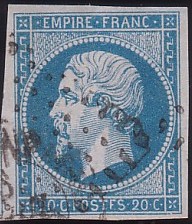  Napoléon dentelé Yvert N° 14 ,  PANNEAU D2 POSITION 86 - 3ème état - N° 7 - 