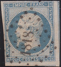  Napoléon dentelé Yvert N° 14 ,  PANNEAU D2 POSITION 87 - 1er état - N° 1 - 