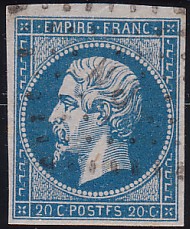  Napoléon dentelé Yvert N° 14 ,  PANNEAU D2 POSITION 87 - 3ème état plus tardif - N° 5 - 