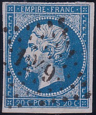  Napoléon dentelé Yvert N° 14 ,  PANNEAU D2 POSITION 88 - 6ème état - N° 6 - 