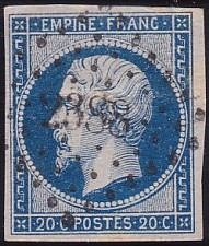  Napoléon dentelé Yvert N° 14 ,  PANNEAU D2 POSITION 89 - 2ème état - N° 2 - 
