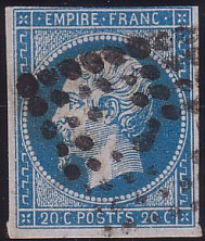  Napoléon dentelé Yvert N° 14 ,  PANNEAU D2 POSITION 89 - 5ème état plus tardif - N° 6 - 