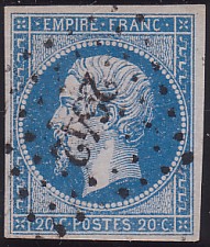  Napoléon dentelé Yvert N° 14 ,  PANNEAU D2 POSITION 89 - 6ème état plus tardif - N° 8 - 