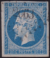 Napoléon dentelé Yvert N° 14 ,  PANNEAU D2 POSITION 89 - 7ème état plus tardif - N° 10 - 