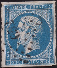  Napoléon dentelé Yvert N° 14 ,  PANNEAU D2 POSITION 89 - 8ème état - N° 11 - 