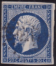  Napoléon dentelé Yvert N° 14 ,  PANNEAU D2 POSITION 90 - 3ème état plus tardif - N° 5 - 