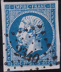  Napoléon dentelé Yvert N° 14 ,  PANNEAU D2 POSITION 90 - 5ème état - N° 7 - 