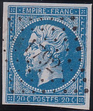  Napoléon dentelé Yvert N° 14 ,  PANNEAU D2 POSITION 90 - 6ème état encore plus tardif - N° 10 - 